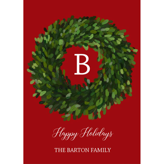 Laurel Wreath Flat Holiday Cards